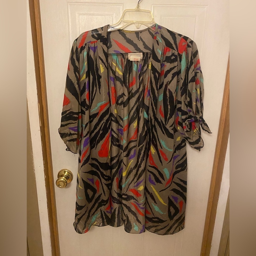 VTG Oscar de la Renta Multicolor Print Swim Cover/Kimono M